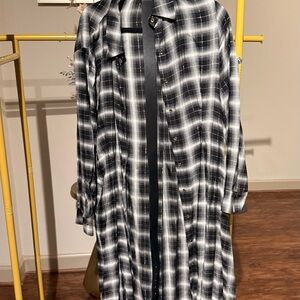 Zara Black and White Plaid Long Sleeve Dress
